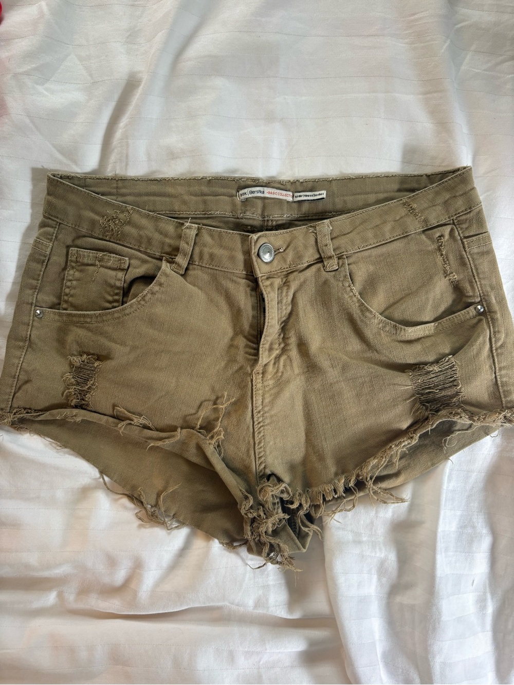 Bershka Olive Green Women’s Denim Shorts